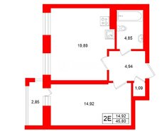 1-комн. кв. 45.8 м² 5/18 этаж