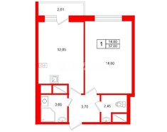 1-комн. кв. 37 м² 10/24 этаж