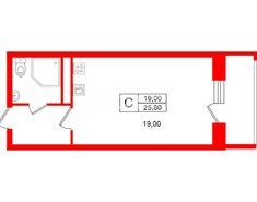 Студия 25.8 м² 14/22 этаж