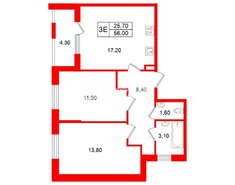 2-комн. кв. 56 м² 1/5 этаж
