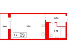 Студия 21.4 м² 6/16 этаж
