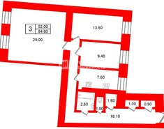 3-комн. кв. 84.8 м² 3/7 этаж