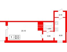 1-комн. кв. 36.7 м² 4/16 этаж
