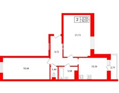 2-комн. кв. 62.3 м² 8/8 этаж