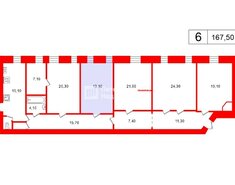 Комната 19.1 м² в 5-комн. кв. 4/6 этаж
