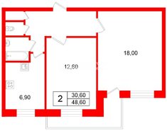 2-комн. кв. 48.6 м² 10/12 этаж