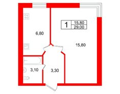 1-комн. кв. 29 м² 6/9 этаж