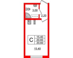 Студия 20.6 м² 11/23 этаж