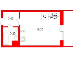 Студия 23.4 м² 5/19 этаж