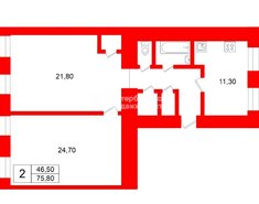 2-комн. кв. 75.8 м² 4/5 этаж