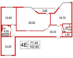 3-комн. кв. 102.8 м² 2/13 этаж