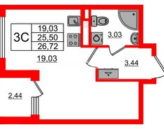 Студия 26.72 м² 2/4 этаж