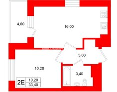 1-комн. кв. 33.4 м² 12/12 этаж