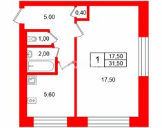1-комн. кв. 31.5 м² 5/5 этаж