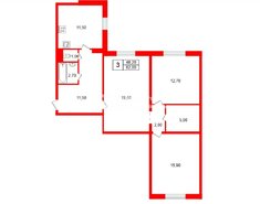 3-комн. кв. 82 м² 2/17 этаж