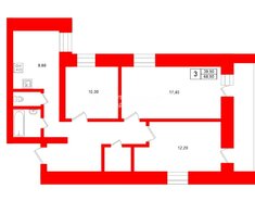 3-комн. кв. 68 м² 13/16 этаж
