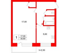 1-комн. кв. 30.8 м² 5/5 этаж