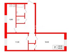 2-комн. кв. 45.6 м² 3/5 этаж