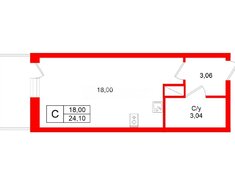 Студия 24.1 м² 8/8 этаж