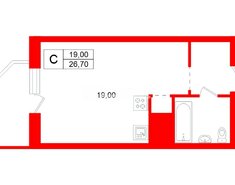Студия 26.7 м² 12/23 этаж