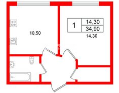 1-комн. кв. 34.9 м² 4/5 этаж