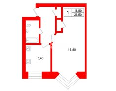 1-комн. кв. 29.5 м² 4/5 этаж