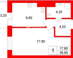 1-комн. кв. 36.8 м² 21/27 этаж