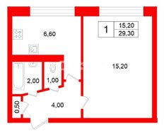 1-комн. кв. 29.3 м² 2/9 этаж