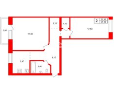 2-комн. кв. 51.1 м² 2/5 этаж