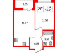 1-комн. кв. 35.4 м² 14/21 этаж