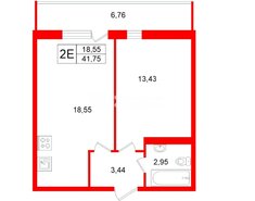 1-комн. кв. 38.3 м² 8/13 этаж