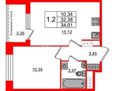 1-комн. кв. 32.1 м² 5/12 этаж