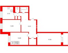 3-комн. кв. 71.6 м² 2/5 этаж