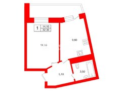 1-комн. кв. 32.3 м² 16/25 этаж