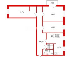 3-комн. кв. 72.9 м² 6/9 этаж