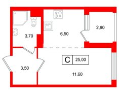 Студия 25 м² 4/5 этаж