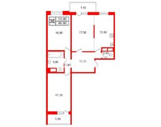 2-комн. кв. 86.8 м² 15/15 этаж