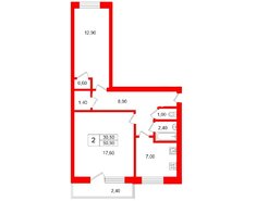 2-комн. кв. 50.9 м² 5/5 этаж