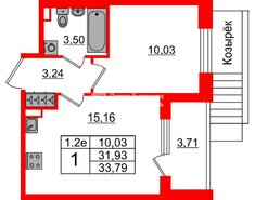 1-комн. кв. 31.93 м² 1/5 этаж