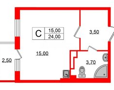 Студия 24 м² 2/5 этаж