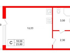 Студия 23.8 м² 10/12 этаж