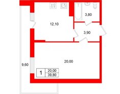 1-комн. кв. 39.8 м² 8/25 этаж