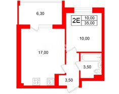 1-комн. кв. 35 м² 3/5 этаж