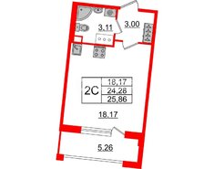 Студия 24.5 м² 12/12 этаж