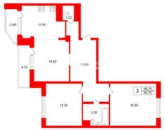 3-комн. кв. 83.7 м² 10/14 этаж