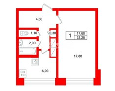 1-комн. кв. 32.2 м² 7/9 этаж