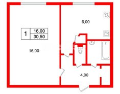 1-комн. кв. 30.5 м² 4/5 этаж