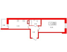 1-комн. кв. 41.2 м² 5/9 этаж
