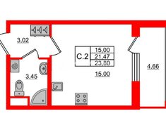 Студия 21.4 м² 1/15 этаж