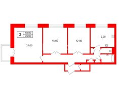 3-комн. кв. 76.6 м² 5/5 этаж